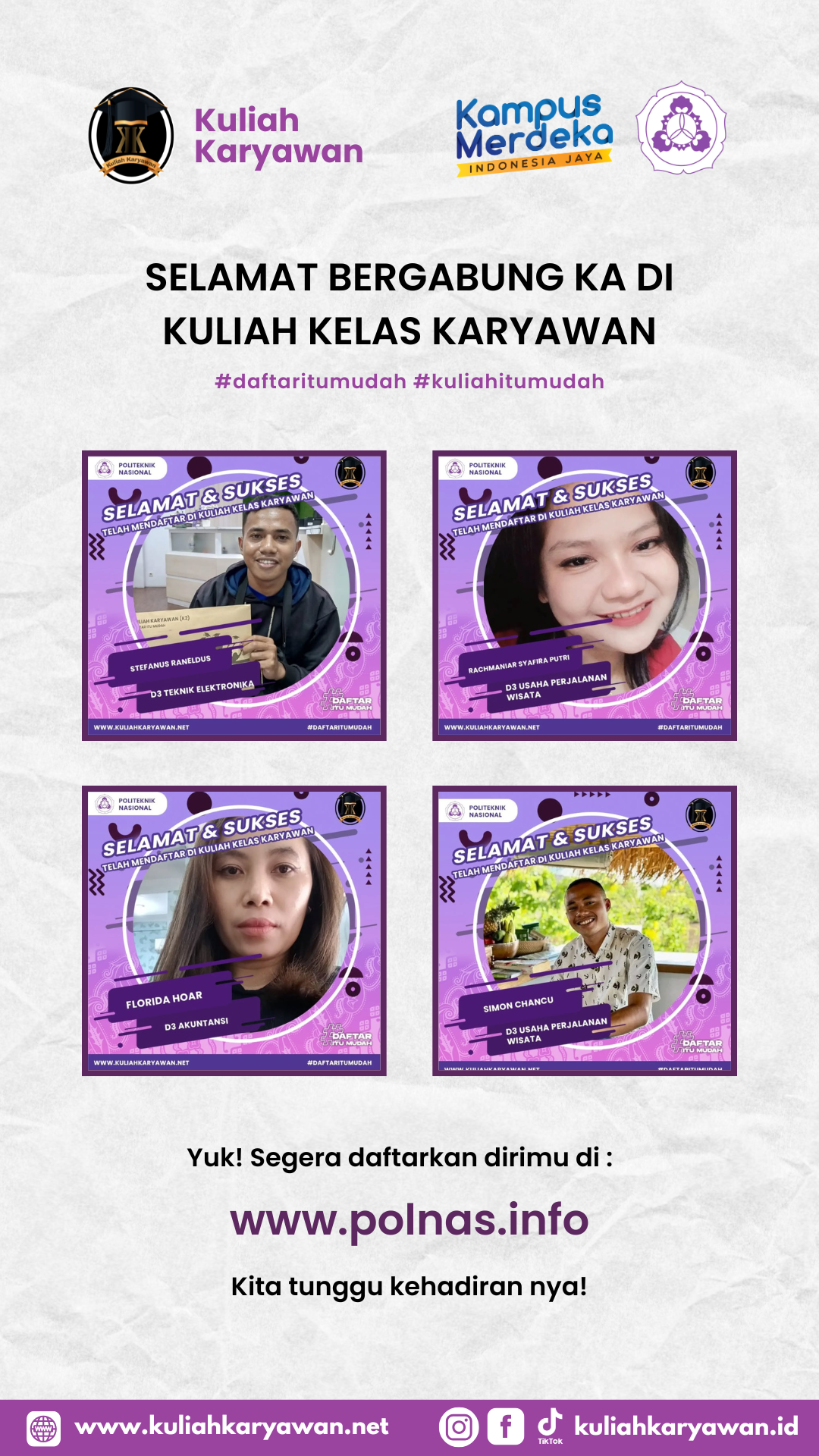 Daftar K2 Kuliah Kelas Karyawan Politeknik Nasional