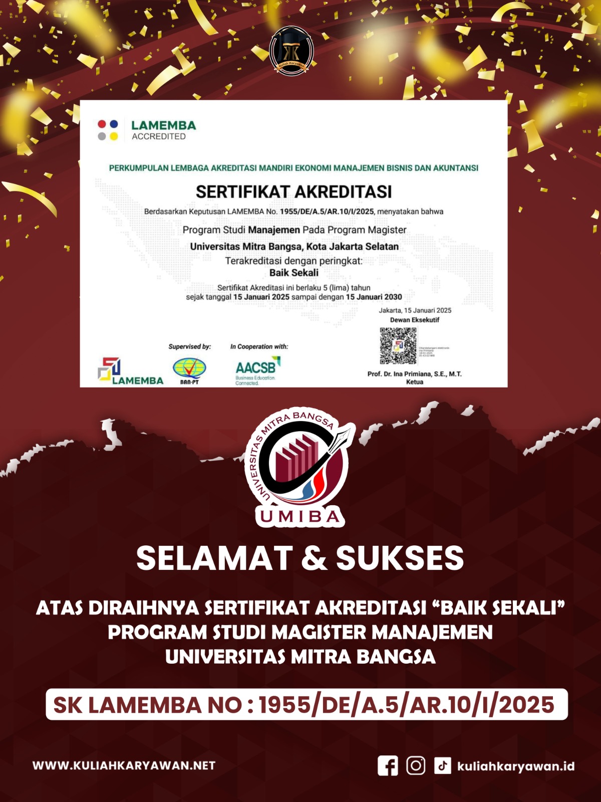 Akreditasi S2 Manjemen UMIBA Pasar Minggu