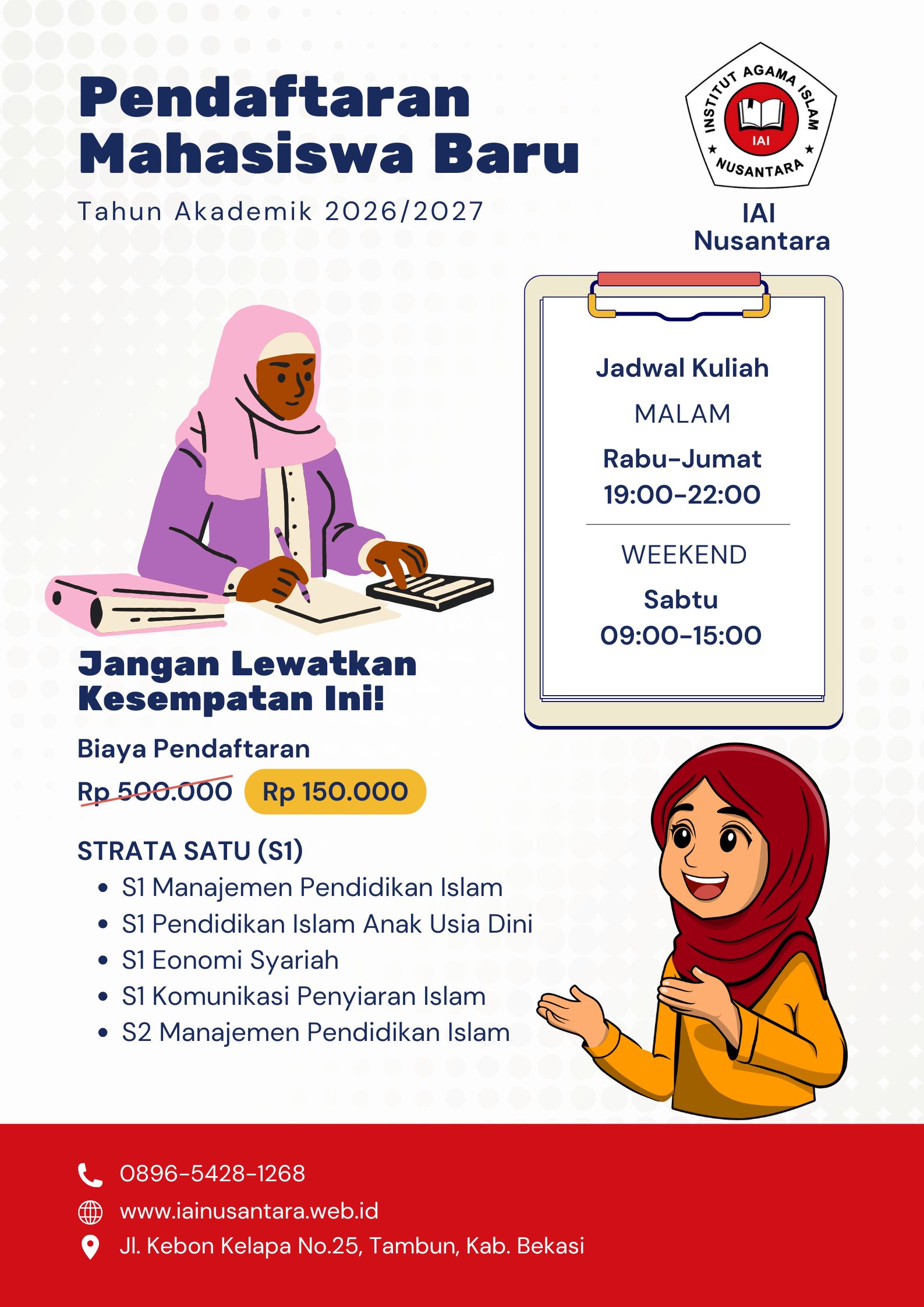 Biaya Pendaftaran Mahasiswa Baru IAI Nusantara Bekasi