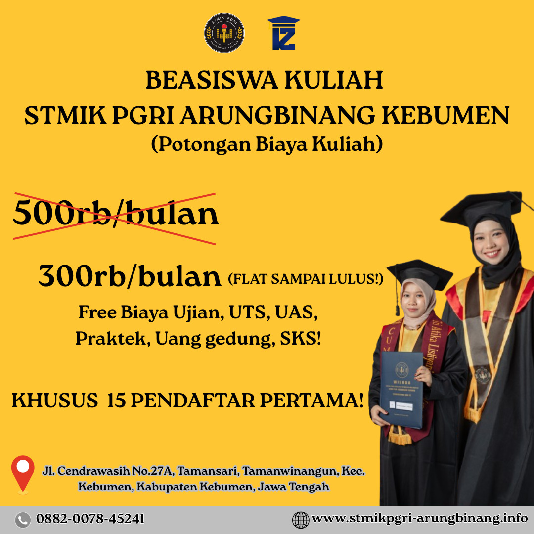 Dapatkan Potongan Biaya Kuliah di STMIK PGRI Arungbinang Kebumen
