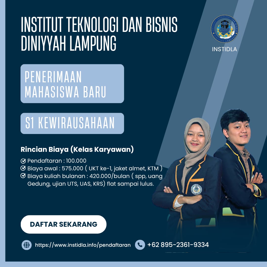 Jurusan Kewirausahaan Terbaik Provinsi di INSTIDLA Lampung
