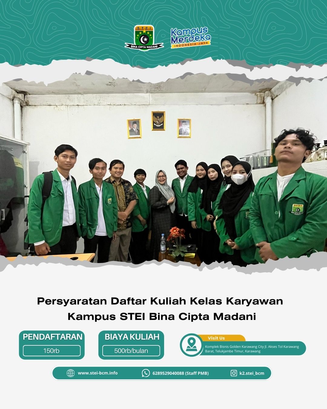 Persyaratan daftar kuliah kelas karyawan dikampus STEI Bina Cipta Madani