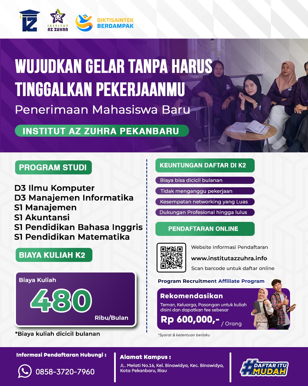 Daftar Ke Kampus Atau Daftar Online Bisa di Institut Az Zuhra