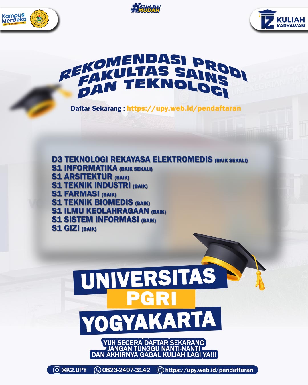 Biaya Kuliah Karyawan (K2) UPY di Fakultas Sains dan Teknologi