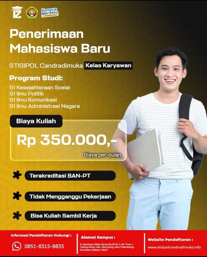 Daftar Online di Kampus STISIPOL Candradimuka Palembang 