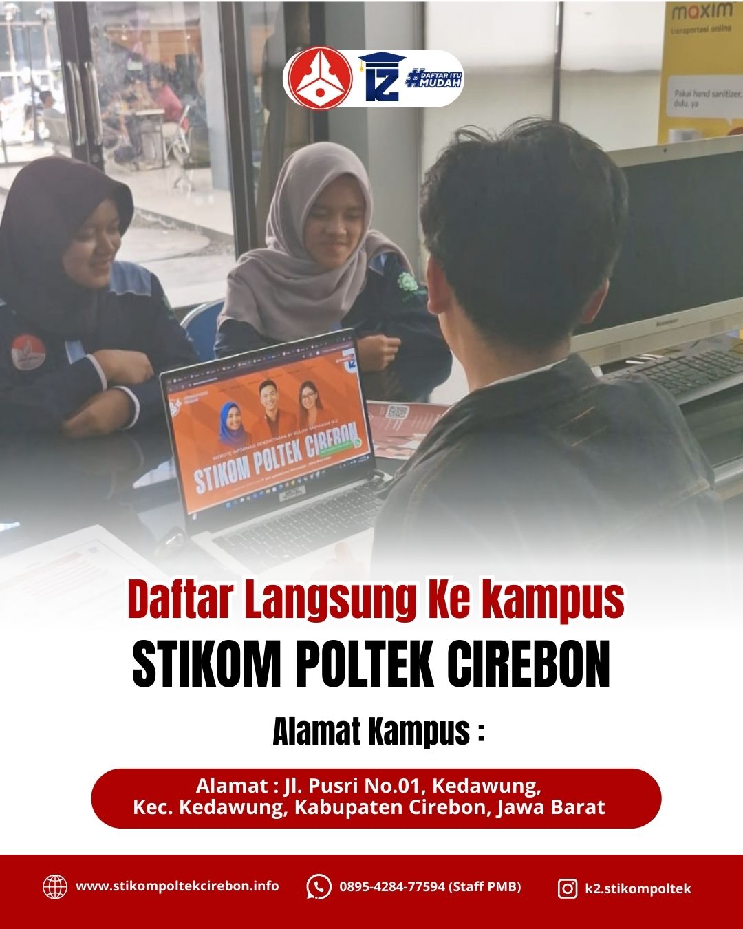 Daftar langsung ke kampus STIKOM Poltek Cirebon