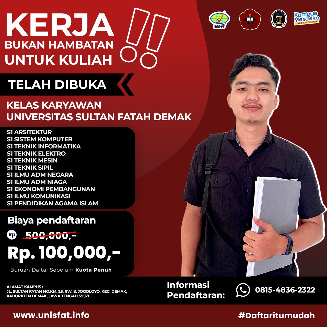 Informasi Pendaftaran Mahasiswa Baru Kuliah Karyawan Kampus UNISFAT Demak