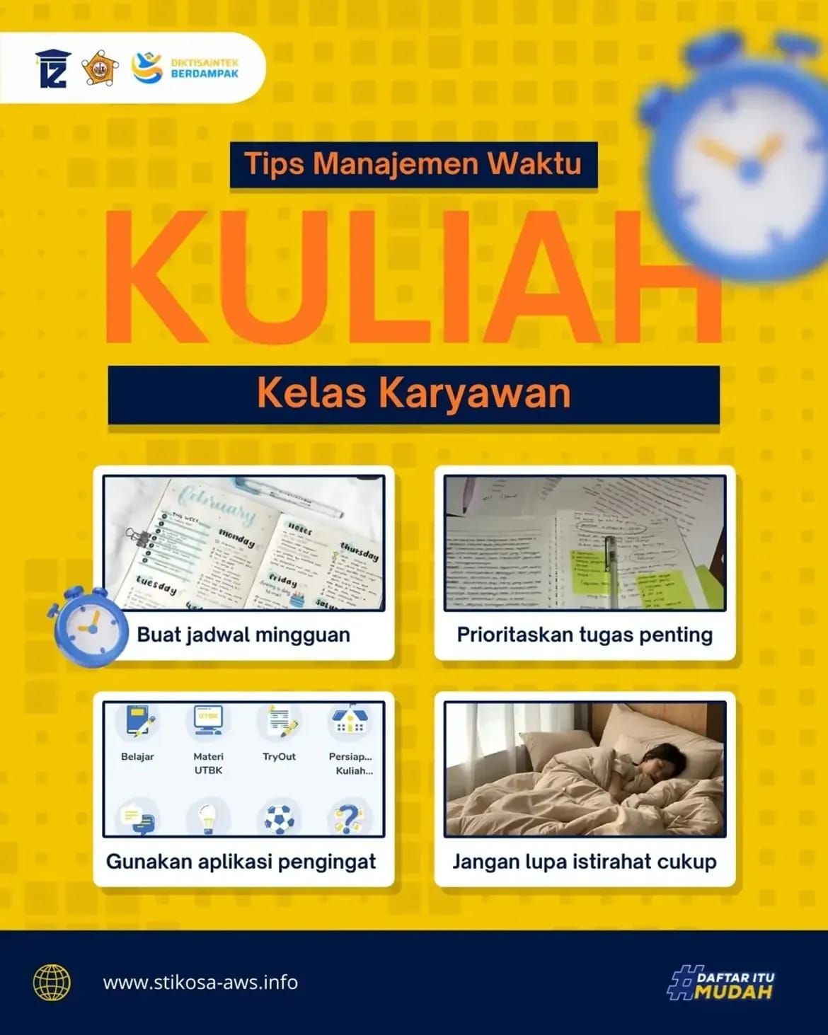 Tips Manajemen Waktu Kuliah Kelas Karyawan SEKOLAH TINGGI ILMU KOMUNIKASI ALMAMATER WARTAWAN SURABAY