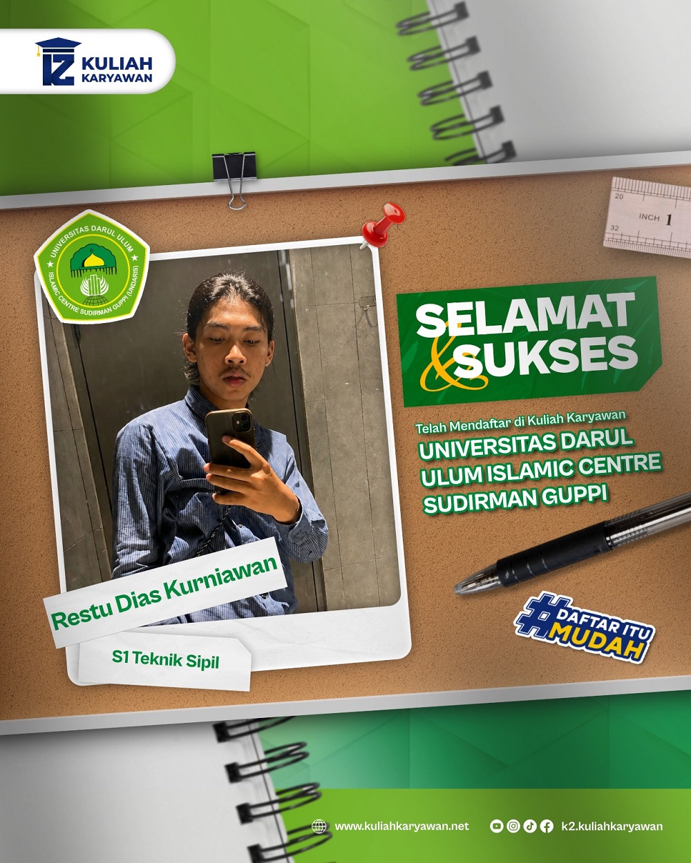Selamat dan Sukses telah mendaftar di UNDARIS