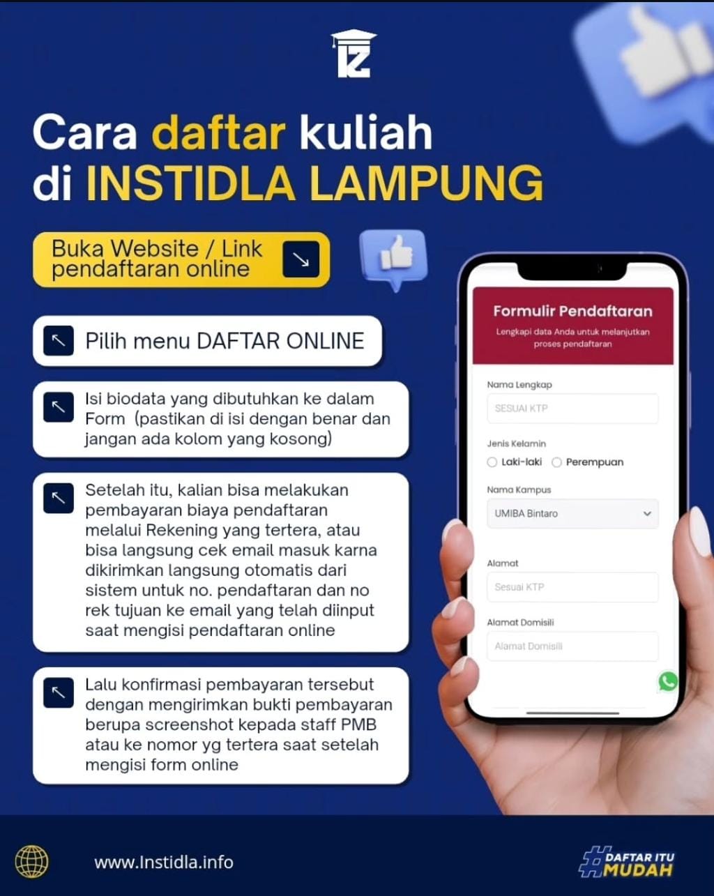 Cara Daftar Kuliah Di INSTIDLA LAMPUNG 