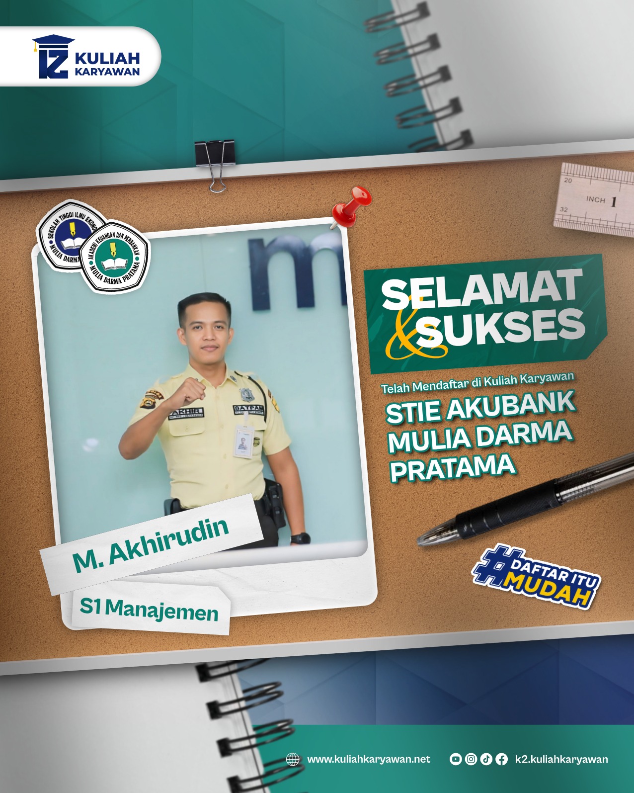 Pendaftaran Mahasiswa S1 Manajemen Di STIE-AKUBANK Mulia Darma Pratama Palembang 