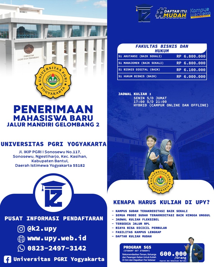 Pilihan Prodi Fakultas Bisnis dan Hukum UPY Kelas Karyawan Biaya Terjangkau dan Prospek Menjanjikan	