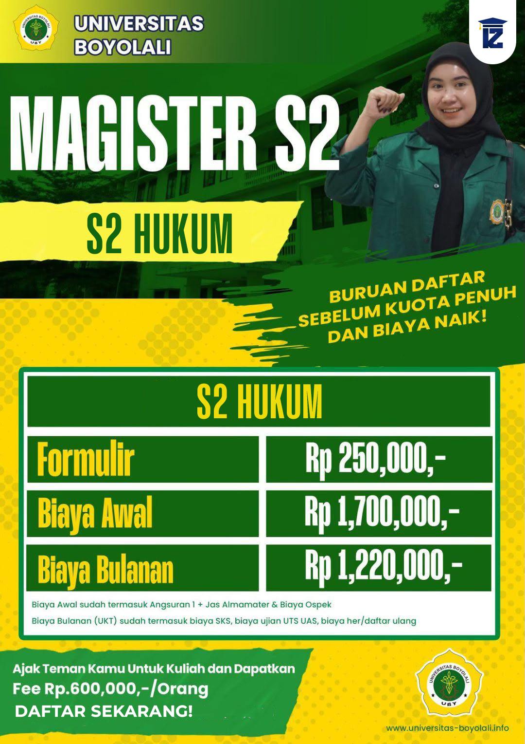 Pendaftaran S2 Hukum Kelas Karyawan Universitas Boyolali