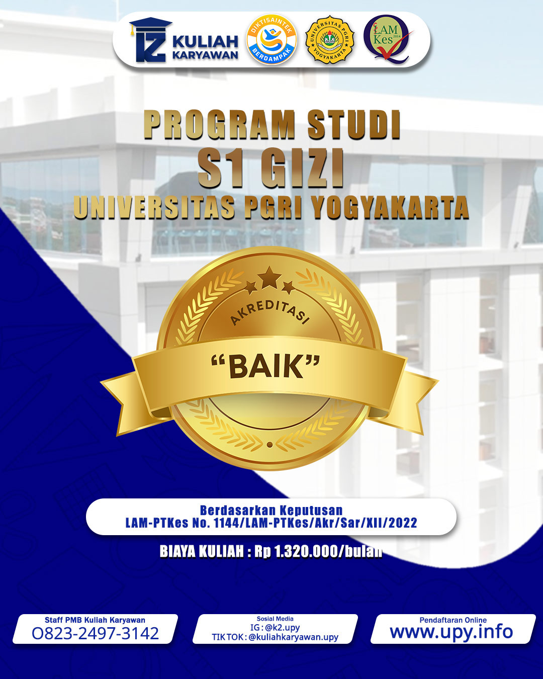 Biaya Kuliah S1 Gizi UPY Kelas Karyawan K2 2026