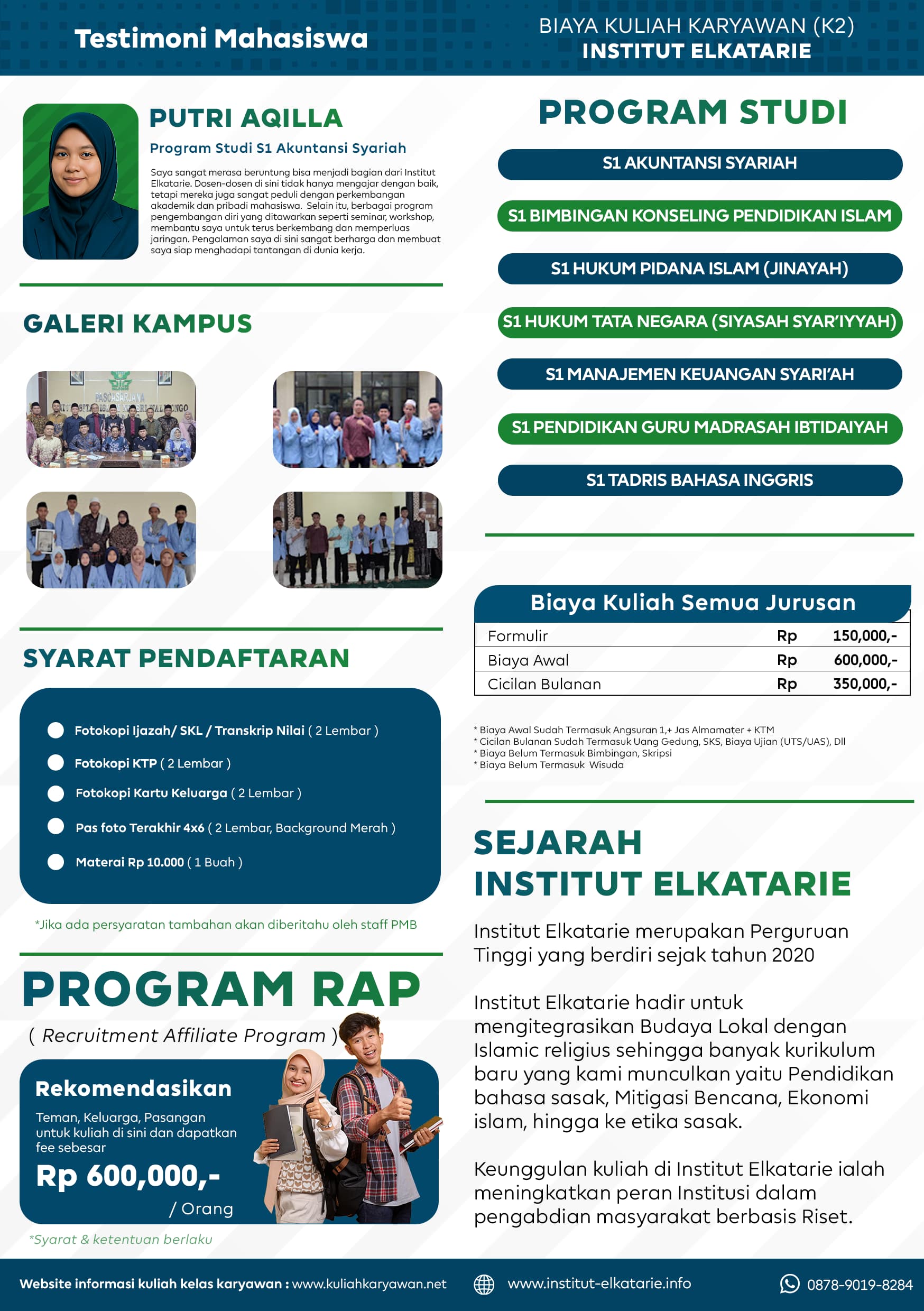 Kuliah Kelas Weekend Biaya terjangkau di Institut ElKatarie