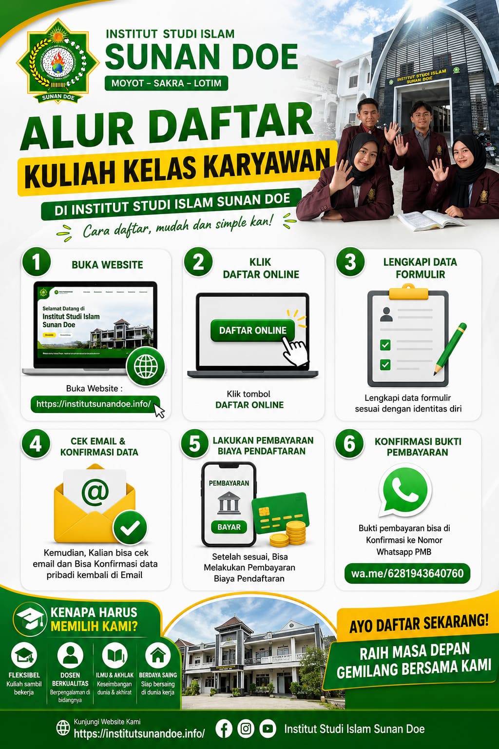 Alur Daftar Kuliah Karyawan Institut Studi Islam Sunan Doe