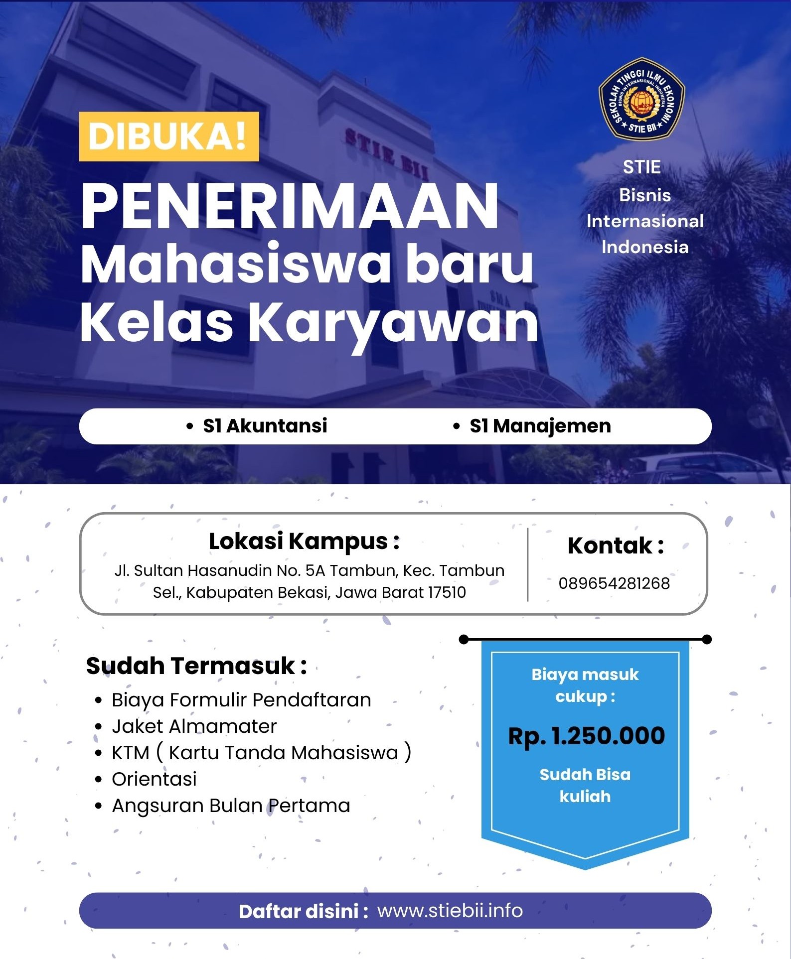 Dengan Biaya 1 Juta Rupiah Sudah Bisa Kuliah di STIE BII