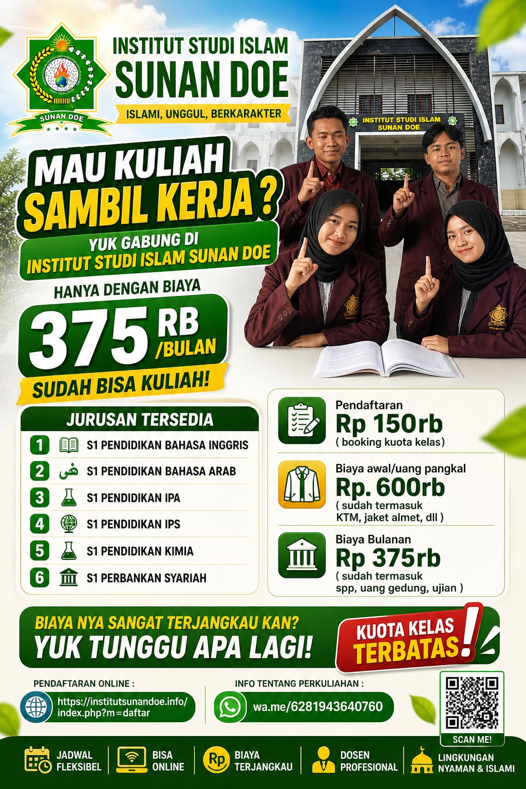Kuliah Sambil Kerja Biaya Murah di Institut Studi Islam Sunan Doe