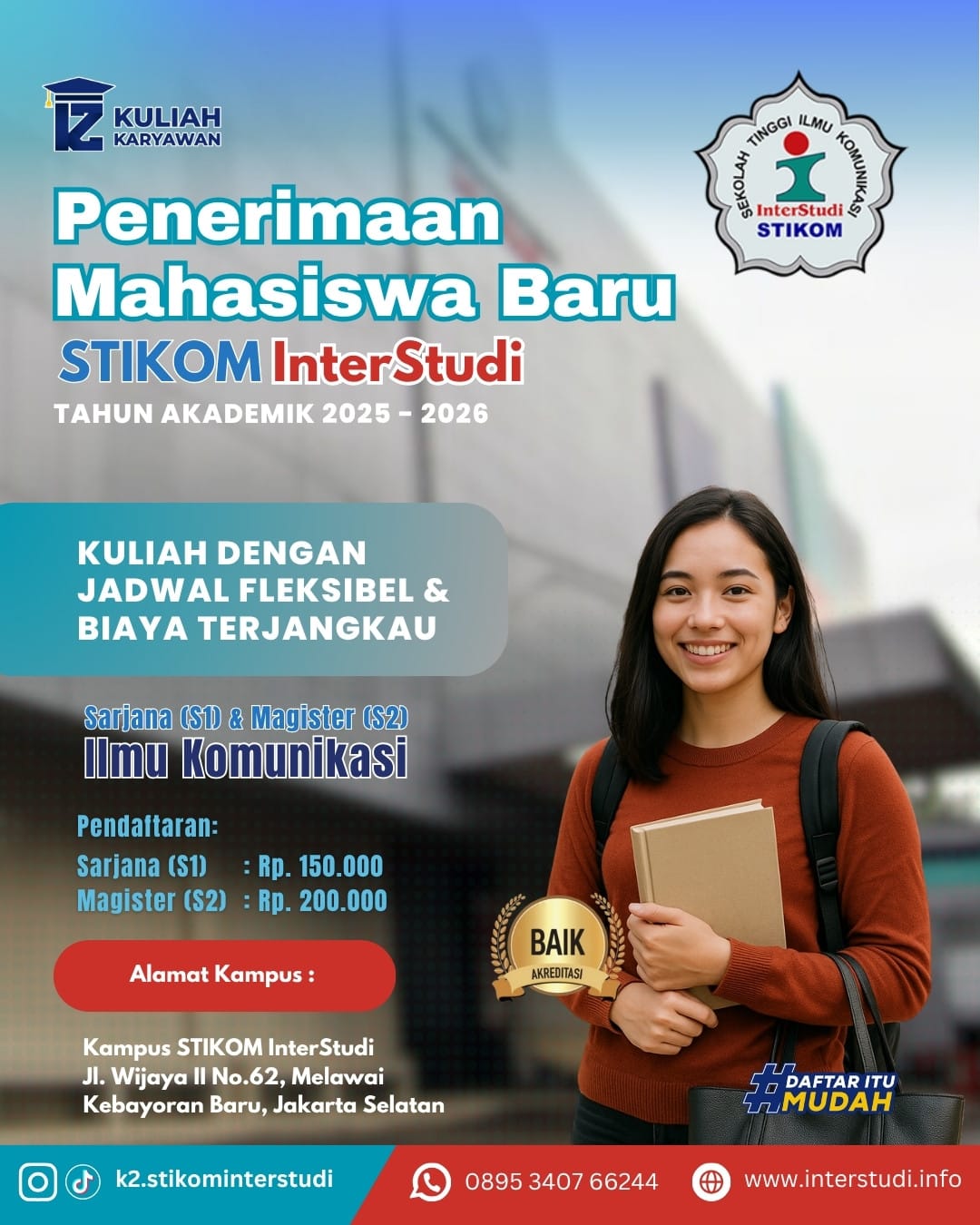 Biaya pendaftaran kampus Stikom Interstudi Jurusan Ilmu Komunikasi di jakarta selatan
