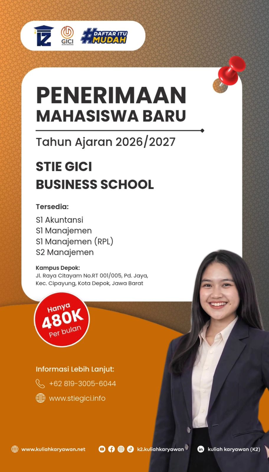 Panduan Lengkap Pendaftaran Mahasiswa Baru STIE GICI Business School Depok TA 2026/2027