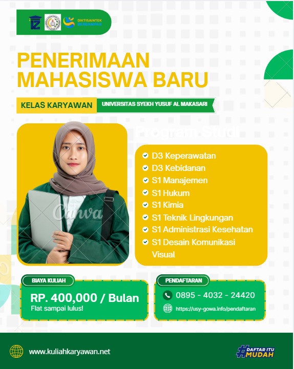 Penerimaan mahasiswa kelas karyawann yang murah dan fleksibel bisa sambil bekerja