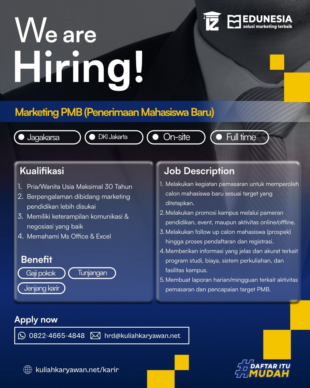 Staff Marketing Penerimaan Mahasiswa Baru (Jagakarsa)
