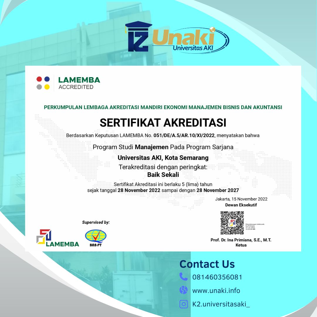Akreditasi Program Studi Manajemen Di UNAKI