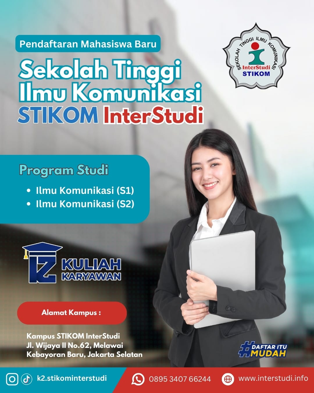 Kuliah Weekend Hari Sabtu dikampus Interstudi Jakarta Selatan Jurusan Ilmu Komunikasi S1 dan S2