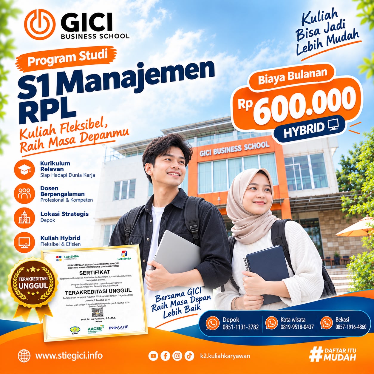 Kuliah S1 Manajemen RPL di Depok dengan Sistem Hybrid, Cek Biayanya di STIE GICI
