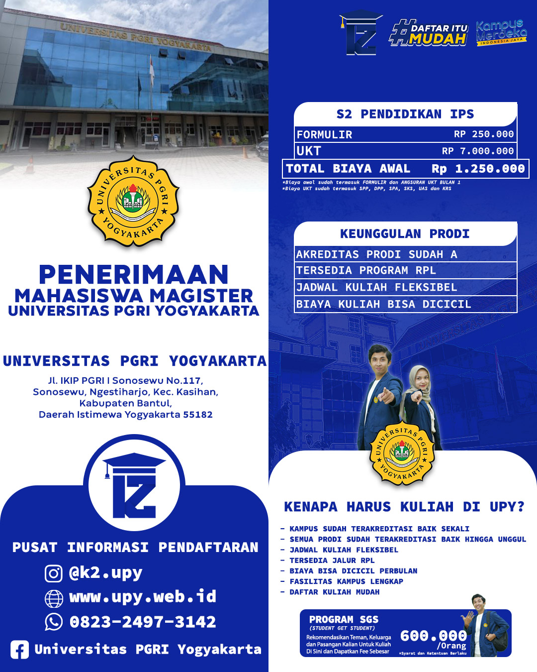 Rekomendasi Kuliah S2 Terjangkau di Jogja Universitas PGRI Yogyakarta, Biaya Hanya 7 Juta per Semest