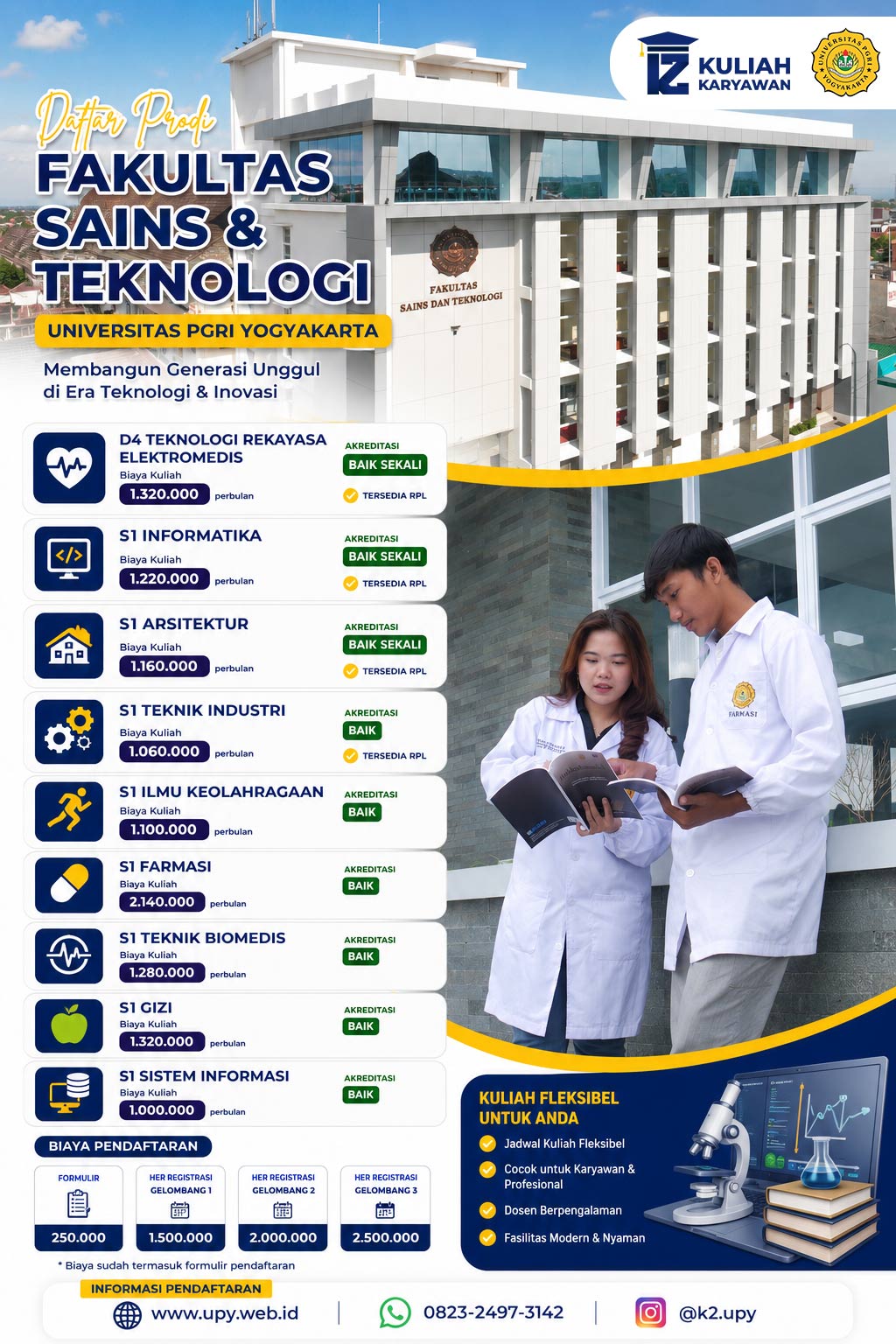 Biaya Kuliah Fakultas Sains dan Teknologi Universitas PGRI Yogyakarta Tahun Akademik 2026 2027 Kelas
