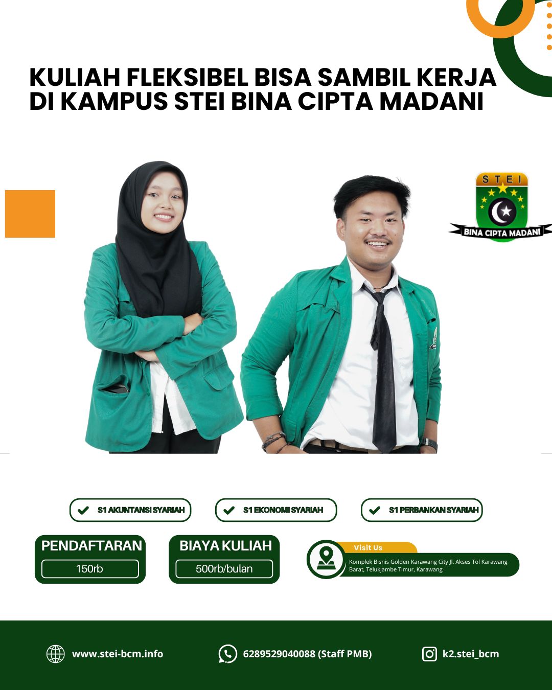 Kuliah fleksibel bisa sambil kerja di kampus K2 STEI Bina Cipta Madani