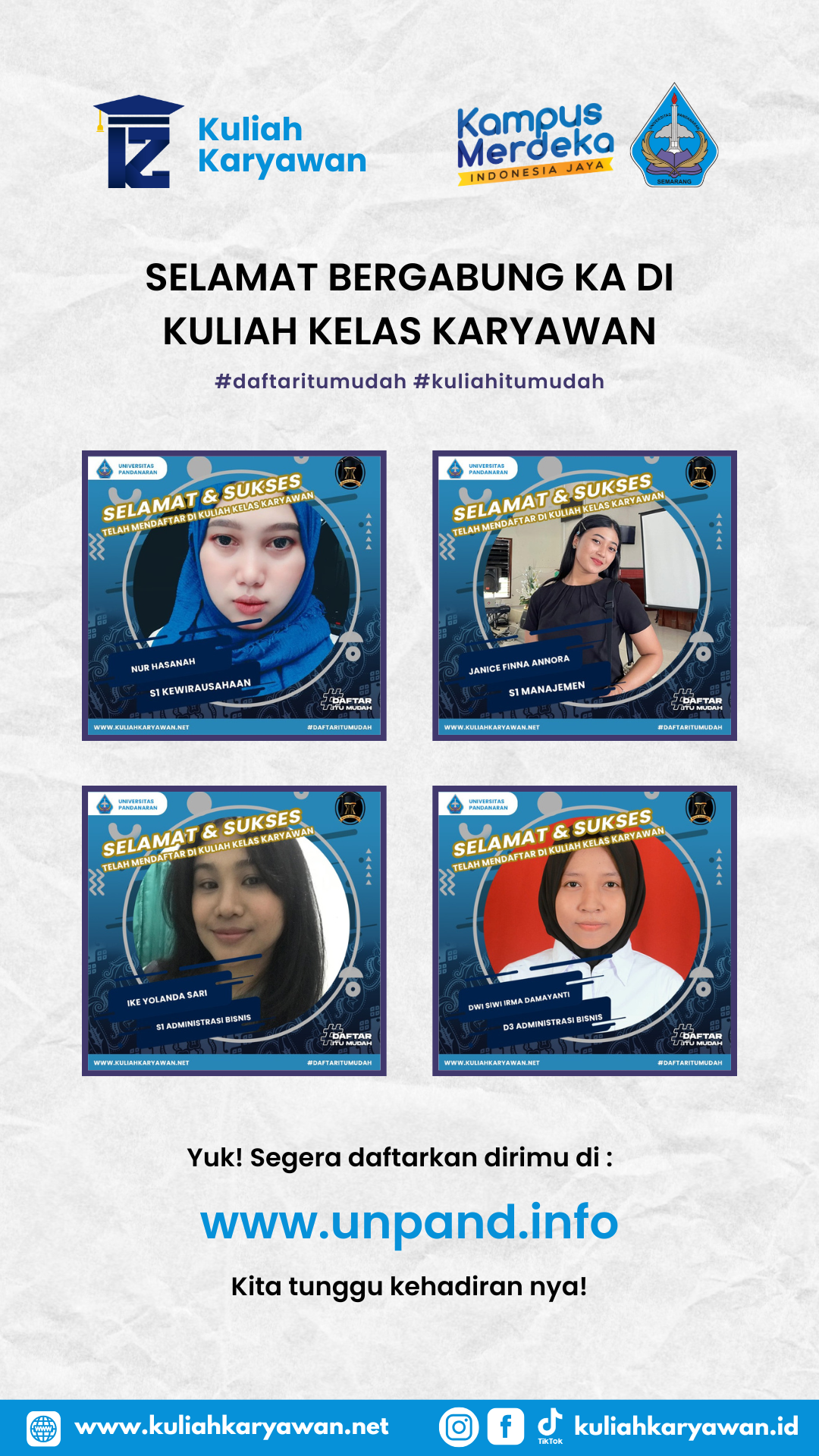Selamat dan Sukses Telah mendaftar di kampus Universitas Pandanaran
