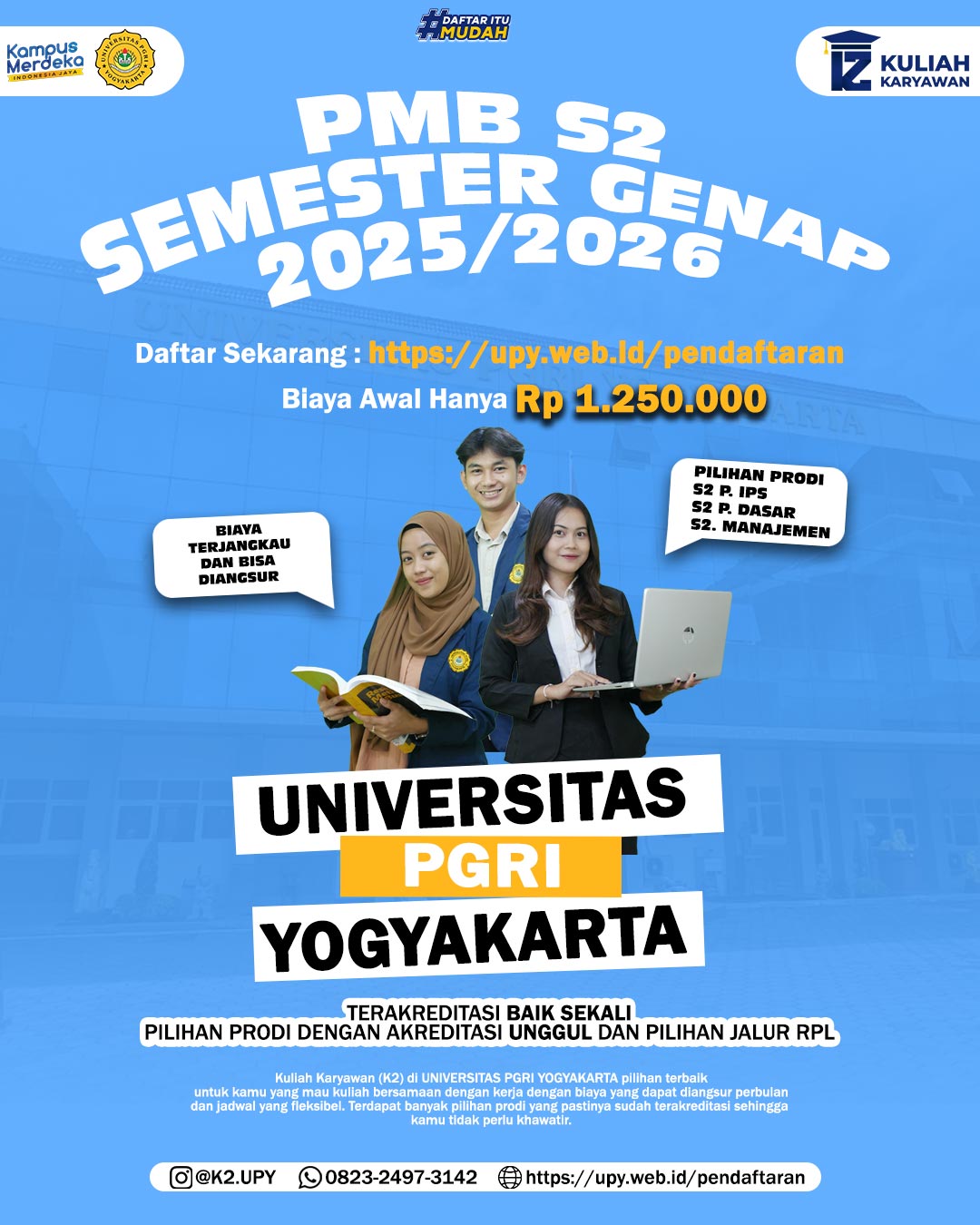 Daftar Kuliah Hanya 1 Jutaan Dengan Prodi Unggul UPY Aja
