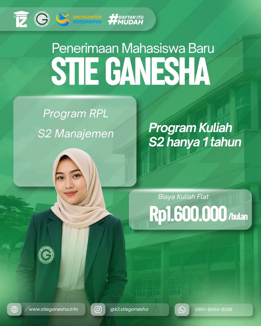 Kuliah S2 Manajemen Hanya 1 Tahun di Kampus STIE Ganesha