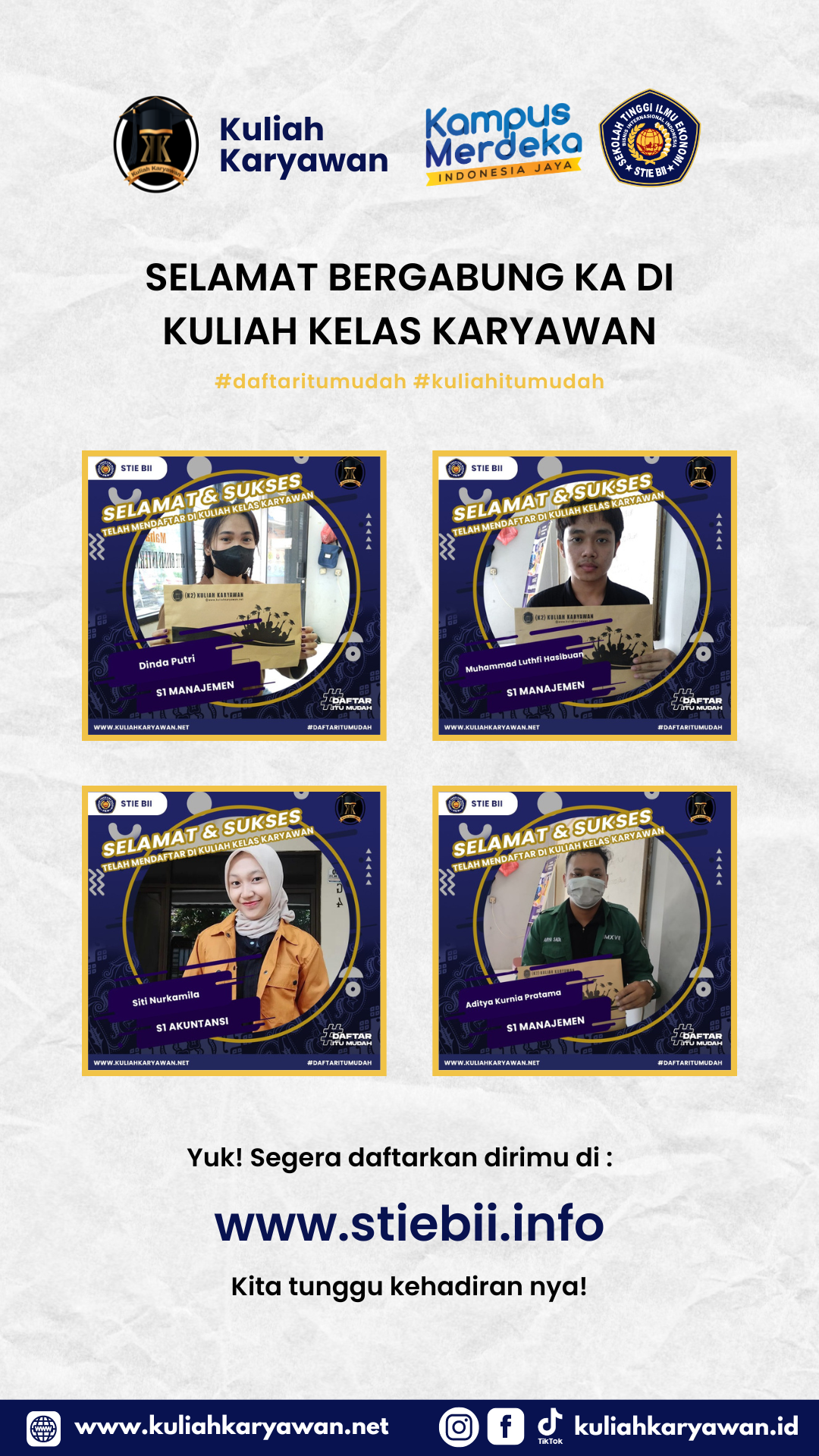 Informasi Pendaftaran Kuliah Tahun 2024 Kampus STIE BII Tambun
