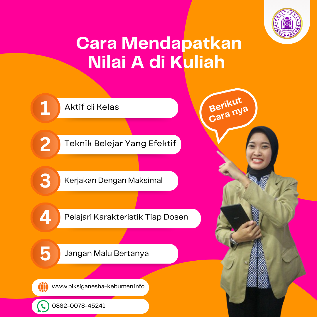 Tips Dapat Nilai Terbaik Ketika Kuliah di Politeknik Piksi Ganesha Indonesia Kebumen