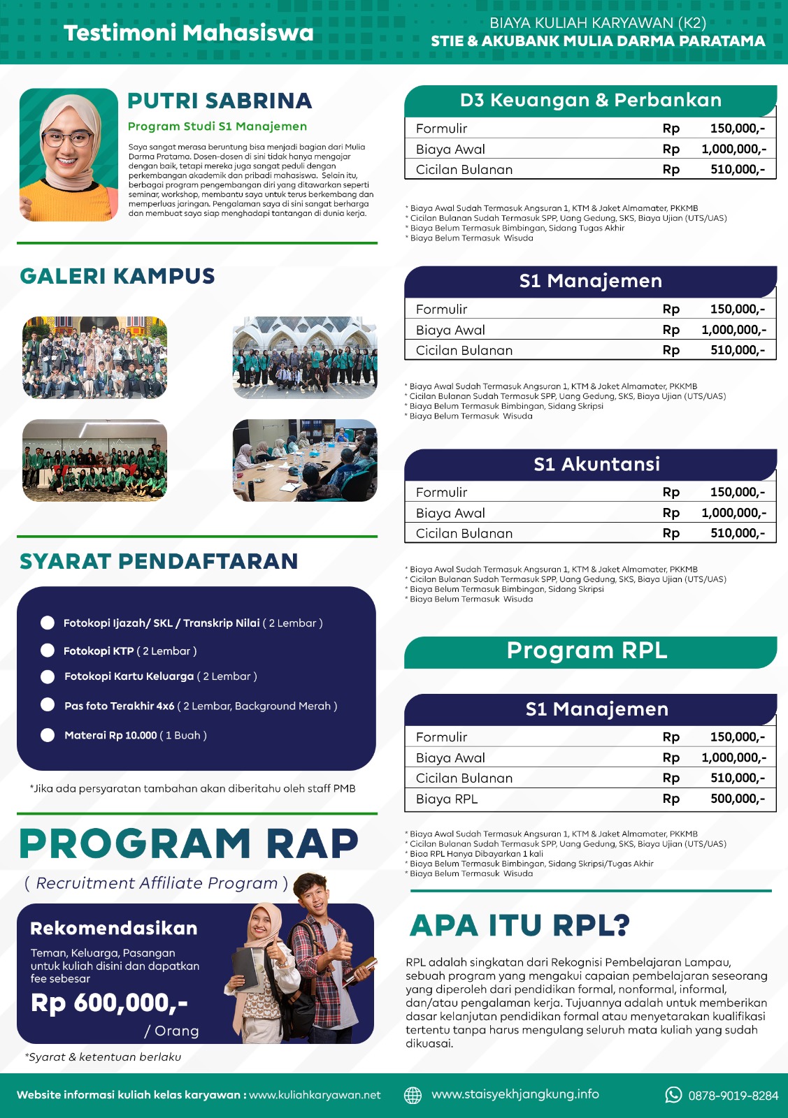 Informasi Biaya Kuliah RPL Di STIE AKUBANK Mulia Darma Pratama Palembang