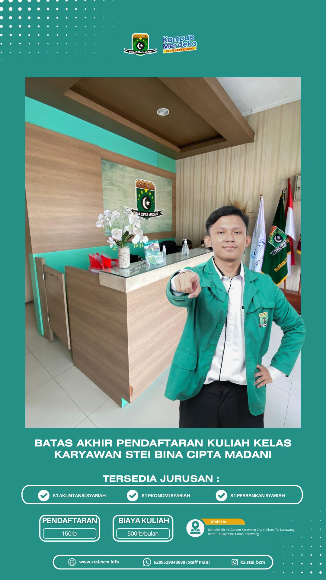 Batas akhir pendaftaran kelas karyawan K2 STEI Bina Cipta Madani