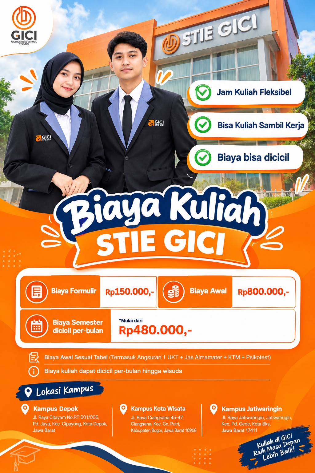 Biaya Kuliah STIE GICI Depok Mulai Rp480.000 per Bulan Bisa Dicicil
