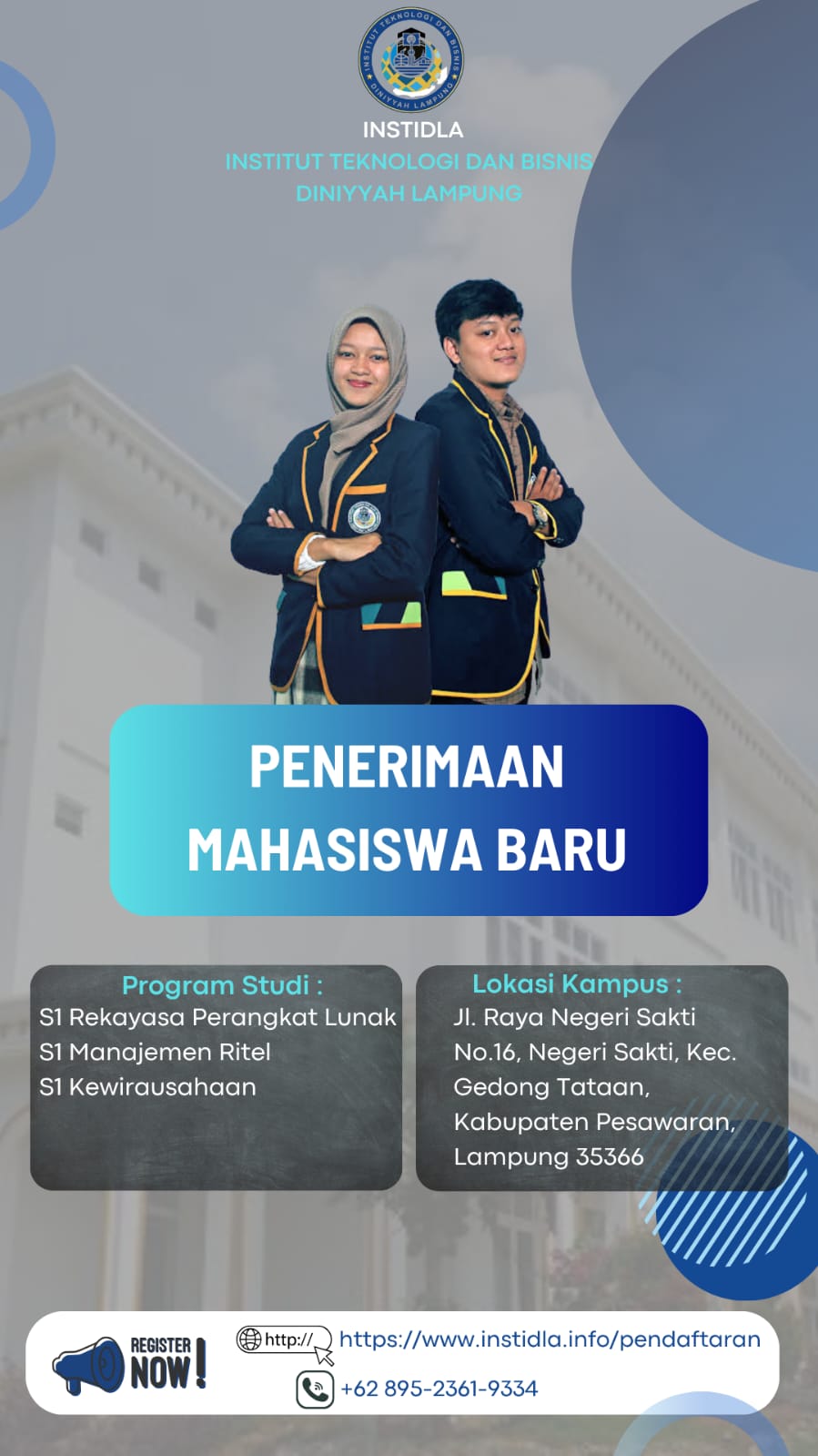 Penerimaan Mahasiswa Baru Kampus INSTIDLA Lampung