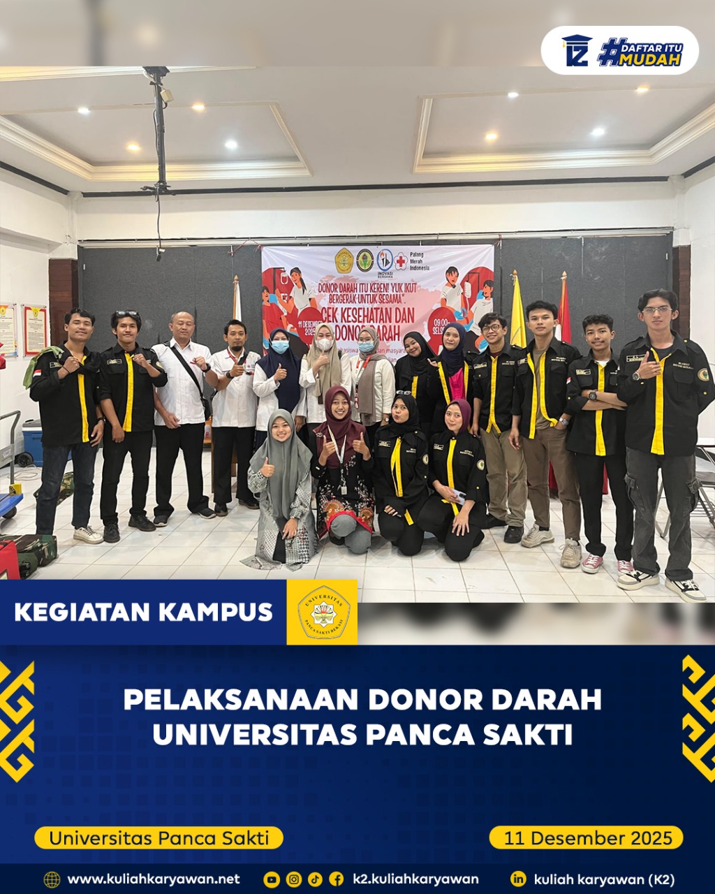 Kegiatan Donor darah Mahasiswa Universitas Panca Sakti Bekasi