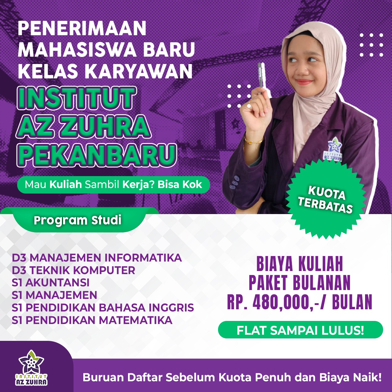 Kuliah sambil kerja yang terdekat dari kota bangkinang