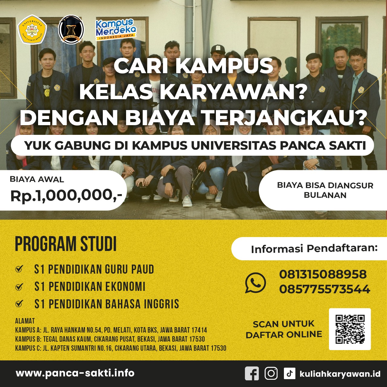 Informasi No Kontak PMB Universitas Panca Sakti Cikarang