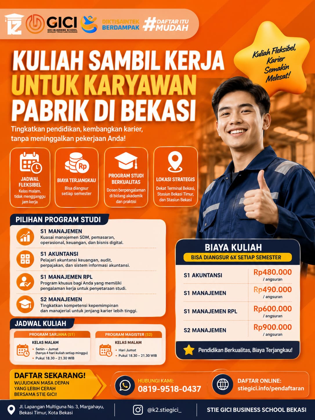 Kuliah Sambil Kerja untuk Karyawan Pabrik di Bekasi