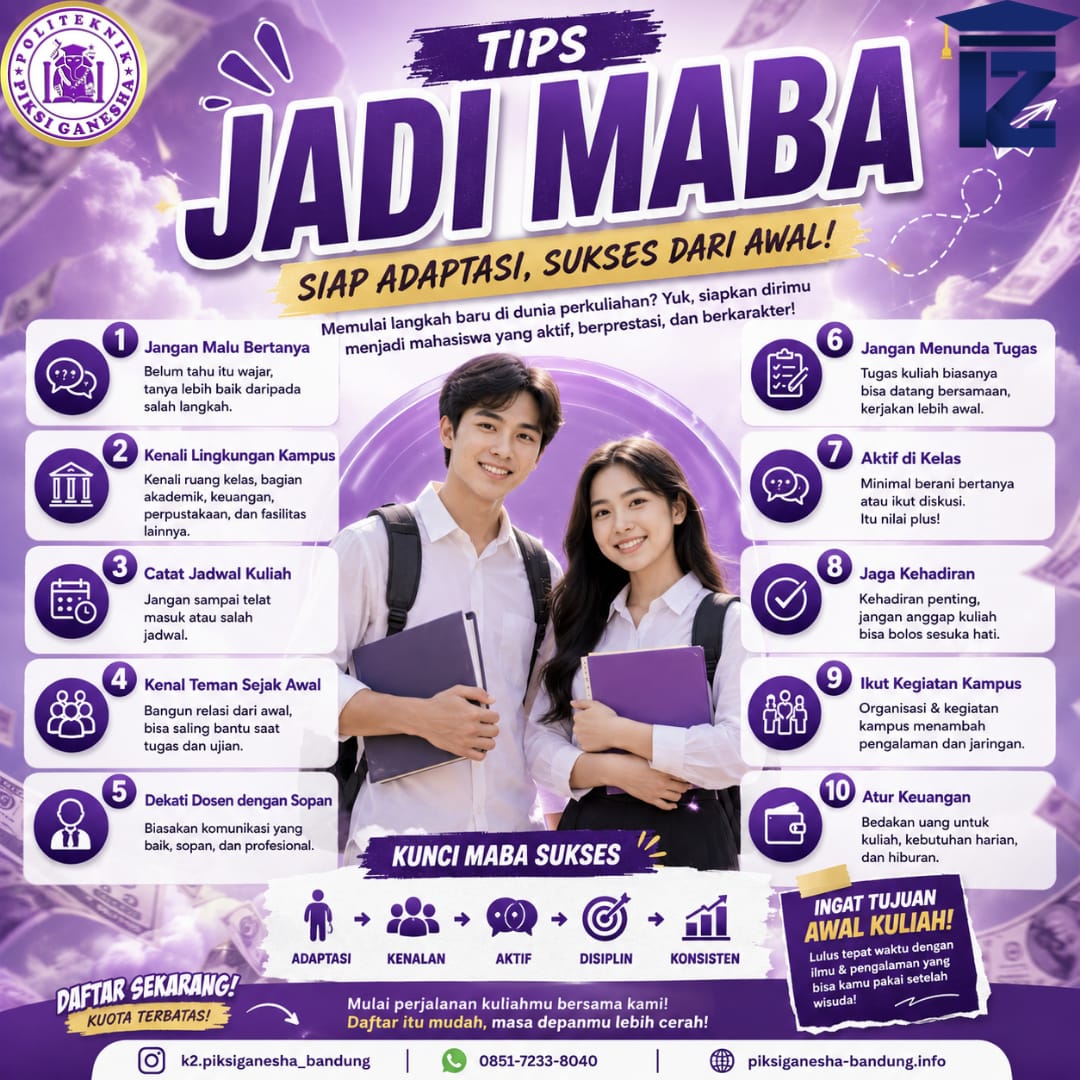 Tips Jadi Maba Politeknik Piksi Ganesha Bandung