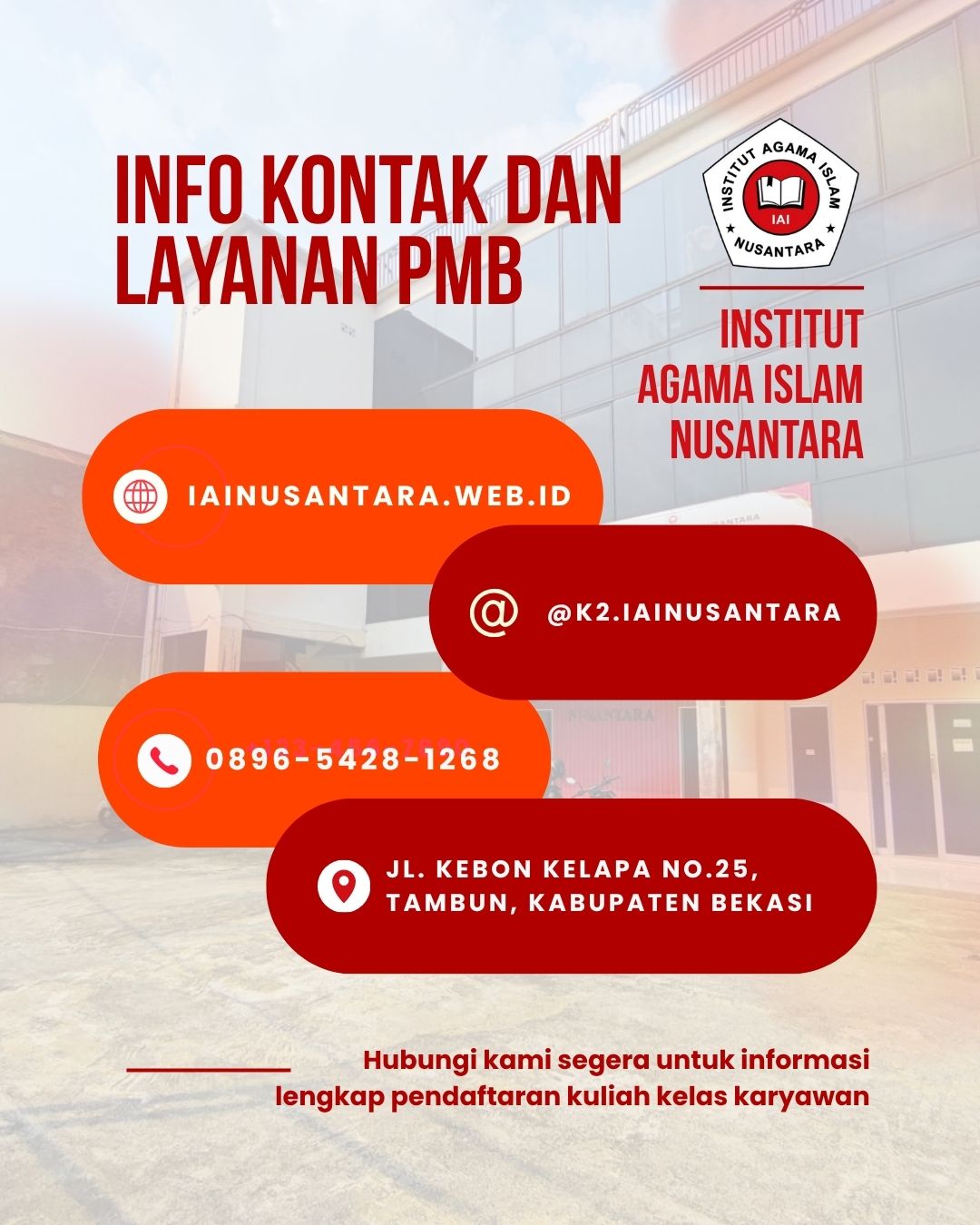 Info Kontak dan Layanan PMB IAI Nusantara Bekasi