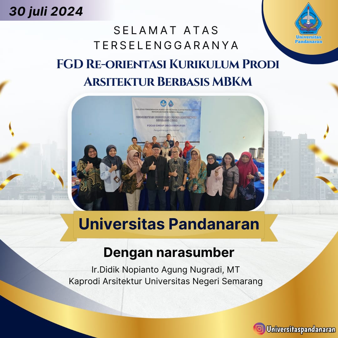 Selamat atas terselenggaranya FGD  Re-Orientasi Kurikulum Prodi Arsitektur Berbasis MBKM