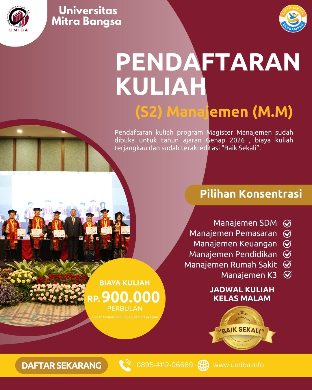 Jadwal Kuliah Reguler Sore S2 Manajemen