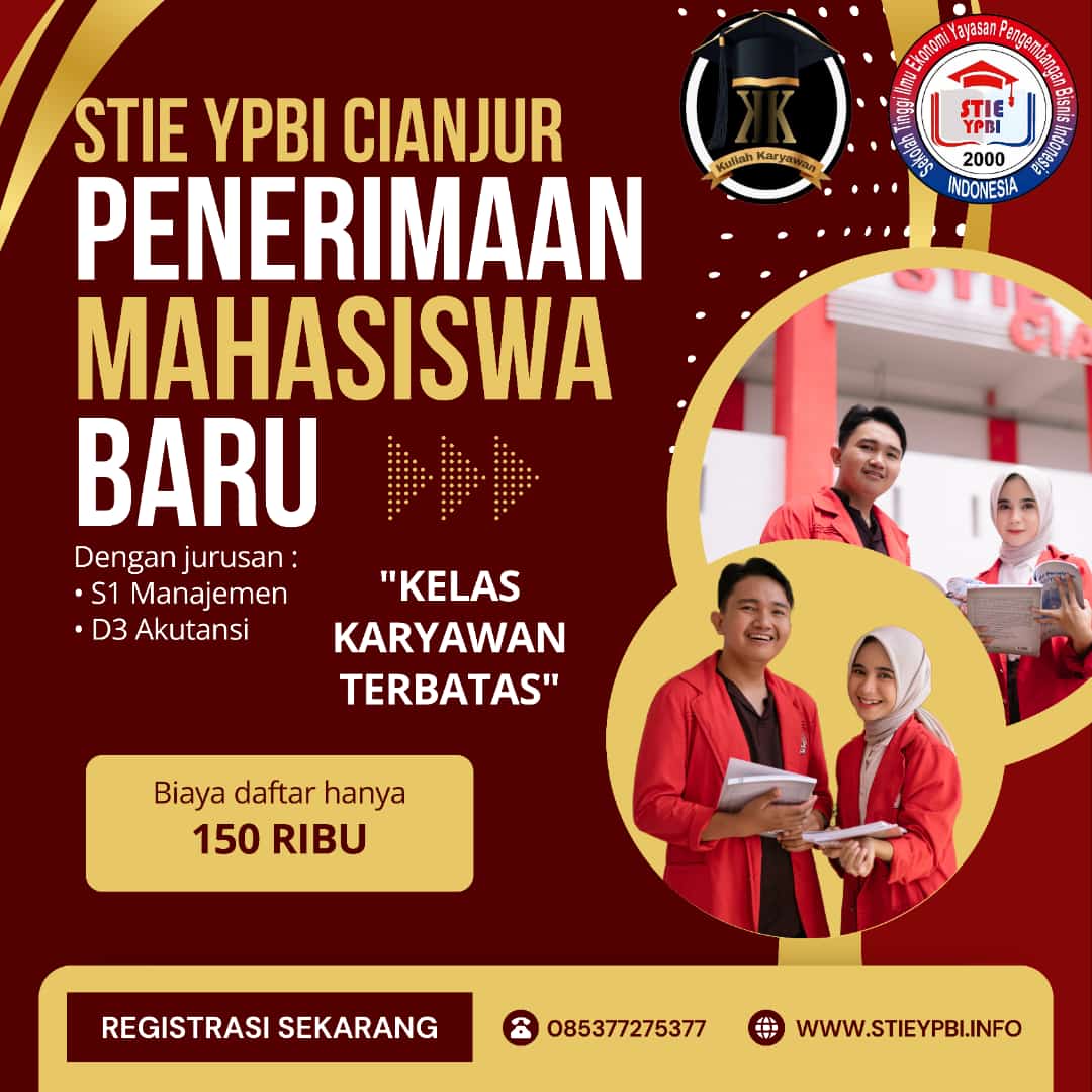 STIE YPBI Cianjur telah membuka pendaftaran penerimaan mahasiswa baru 